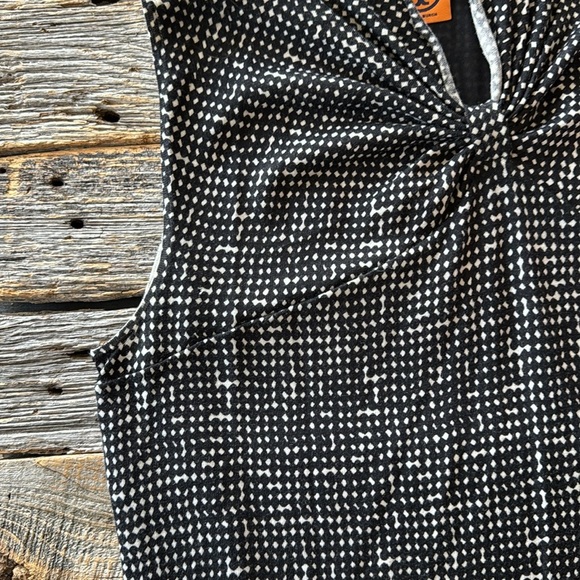 Tory Burch Black and Cream Sleeveless Wool Jersey Dress Size Large - Picture 3 of 13